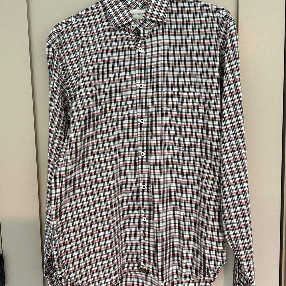 Billy Reid Red and Blue Plaid Button Down Shirt